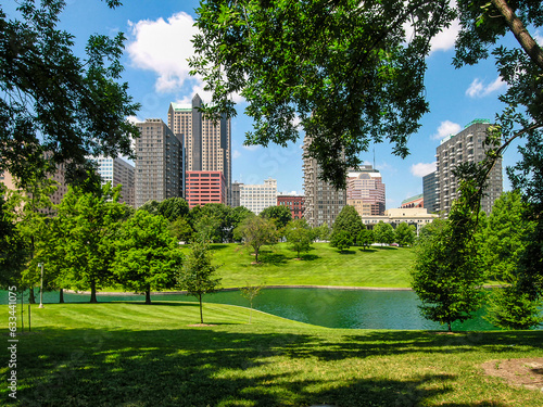 Park with City Skyline in St. Louis