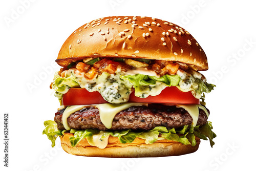 So Yummy Beef hamburger isolated on transparent background