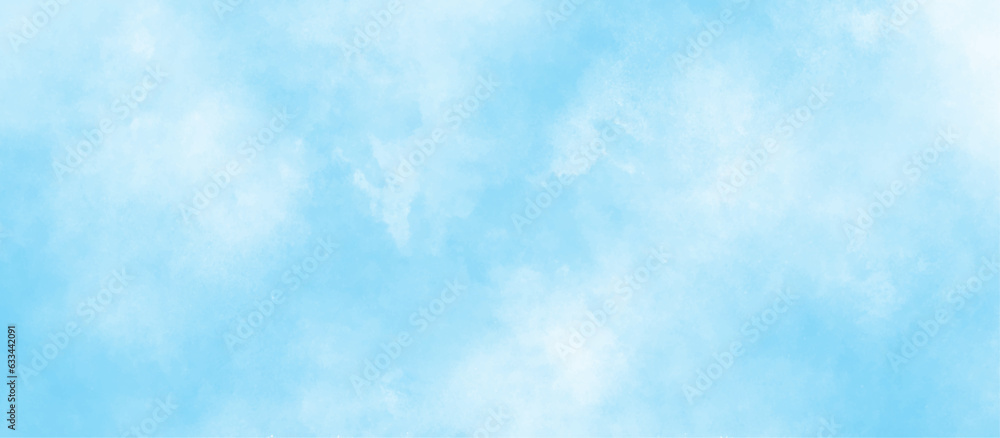 Natural and cloudy fresh blue sky background, shiny and soft sky blue watercolor texture, blurred and grainy Blue powder explosion on white background, Classic hand painted Blue watercolor background.