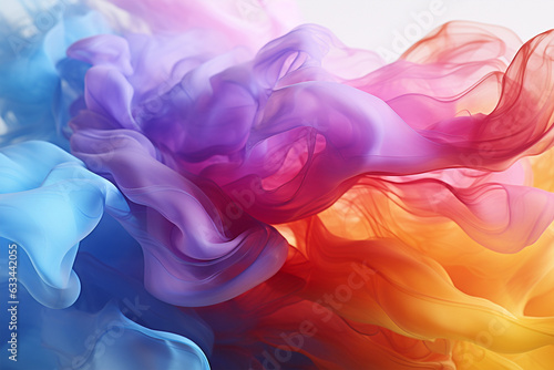 Abstract colorful, multicolored smoke spreading, bright background. AI Generative