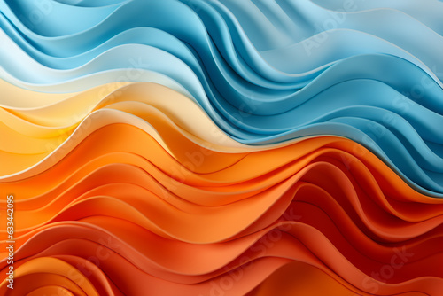 Abstract folded paper effect. Bright colorful gradient background. 3d rendering. AI Generative