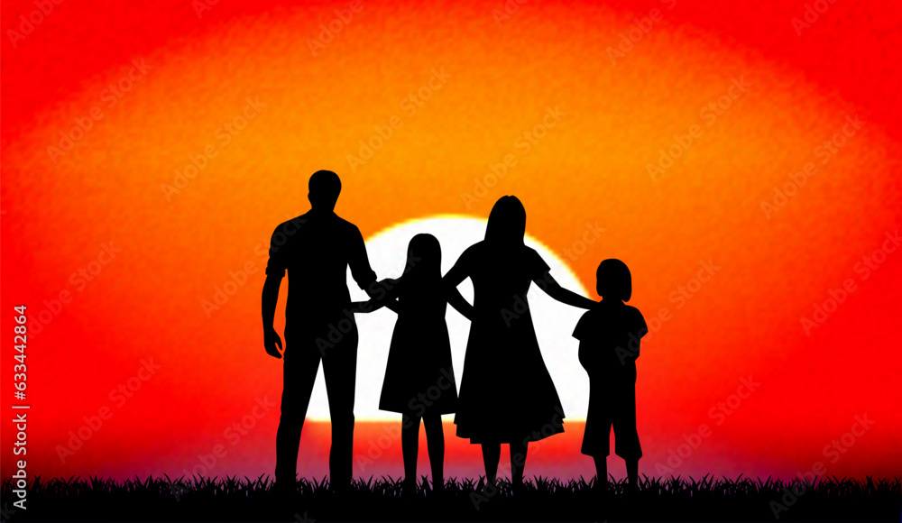 Family at sunset vector illustration Family at sunset vector illustration