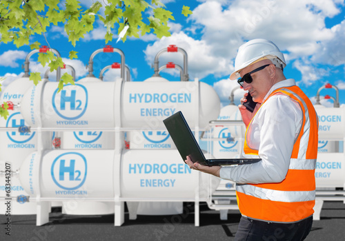 Hydrogen energy. Man engine...