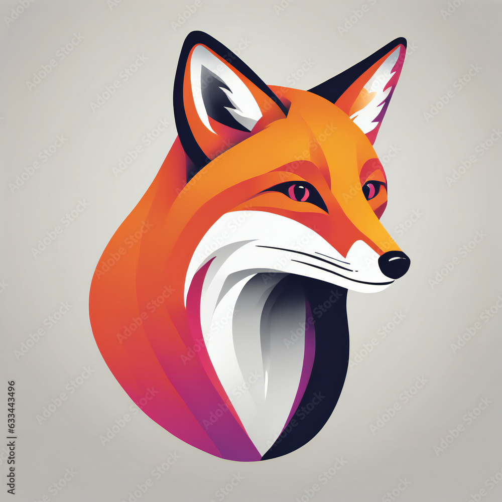 Fototapeta premium Fox illustration, minimalist, vibrant colos