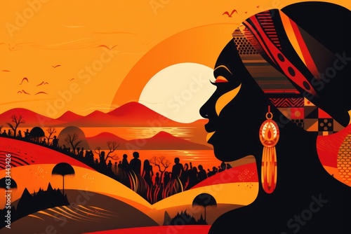 Black history month celebration of diversity and African culture pride as a multi cultural celebration. vector photo