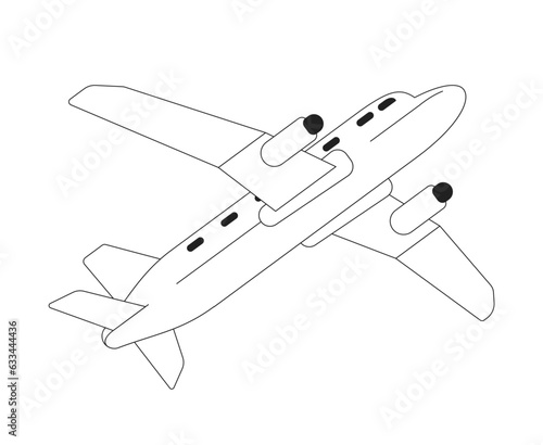 Plane monochrome flat vector object. Air travel. Editable black and white thin line icon. Simple cartoon clip art spot illustration for web graphic design