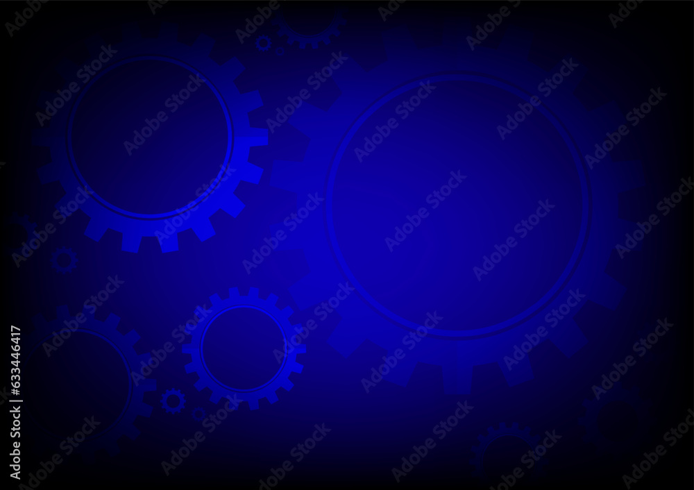 Gears background. Abstract blue futuristic graphic with cogs and wheels system.Hi-tech digital technology and engineering. Future technology vector concept. Illustration transmission steel cogwheel.	