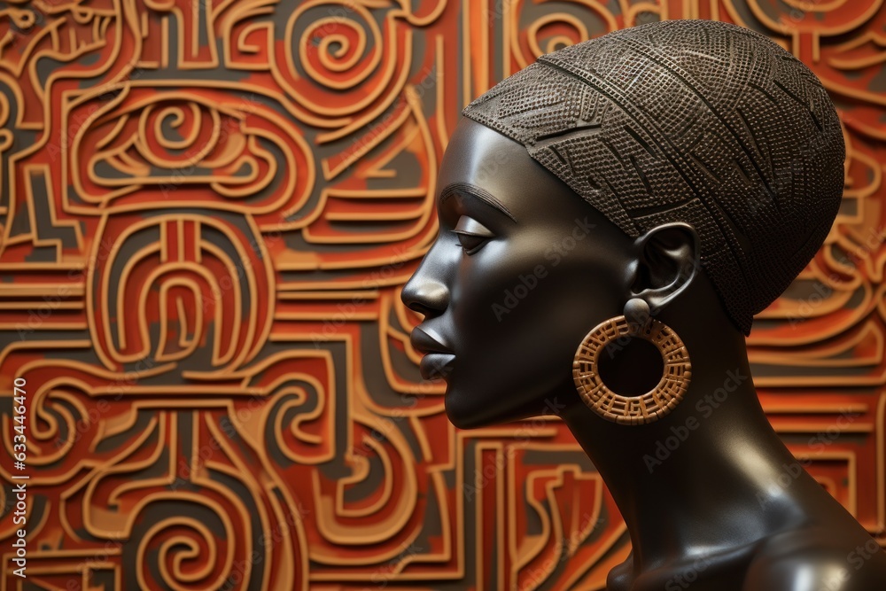 Vector banner dedicated to the celebration of black history month. female profile. - obrazy, fototapety, plakaty 