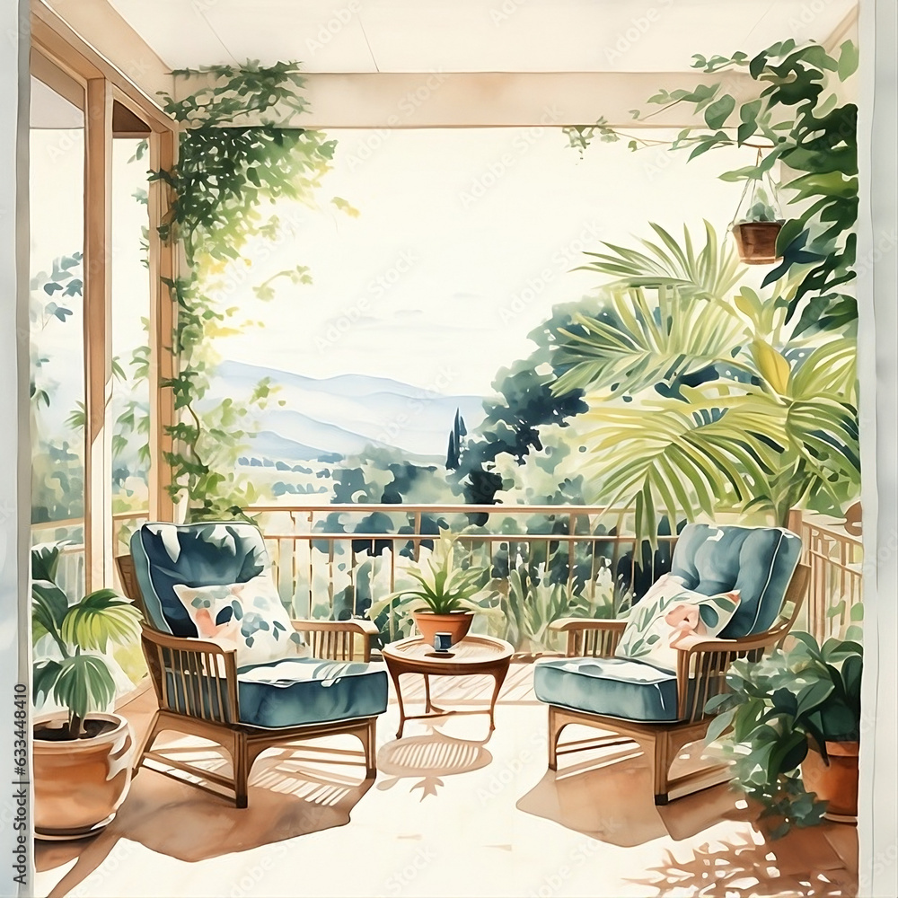 Fototapeta premium table and chairs in the garden