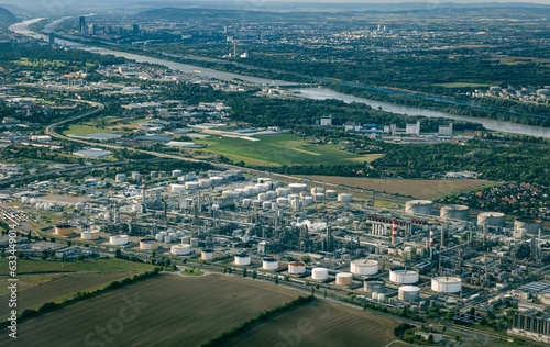 aerial view of Refinery Schwechat Vienna