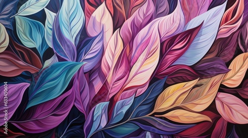 Colorful abstract background of leaves in many pastel colors.