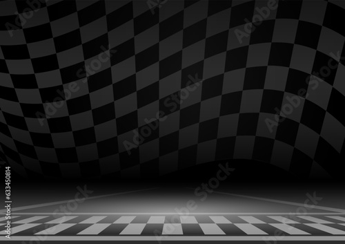 Racing track Background. Racing track with Start or Finish line. Go-kart track. Race track road. Vector Illustration.	