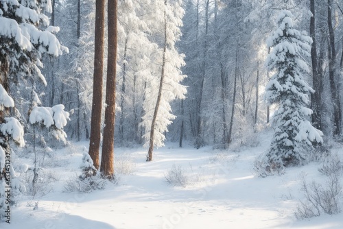 Winter forest in the snow