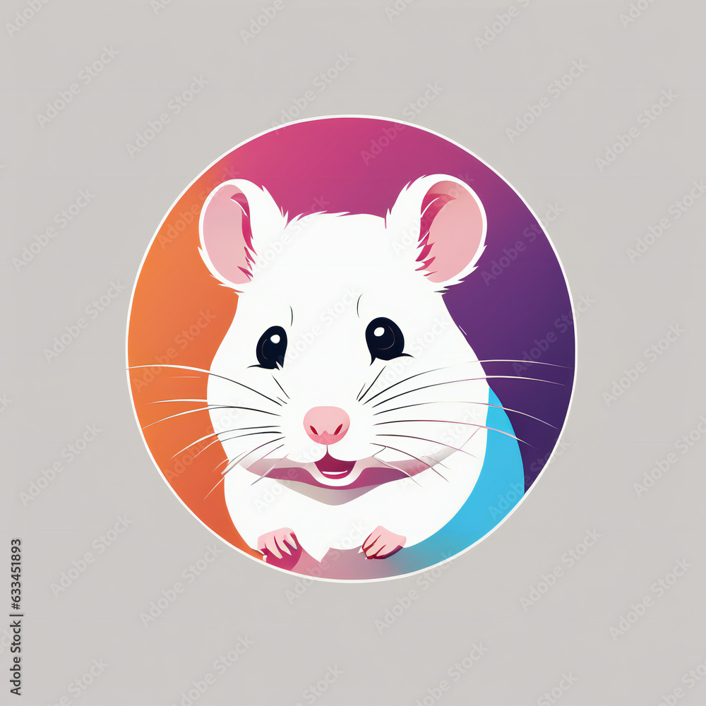 Hamster illustration, minimalist, vibrant colors