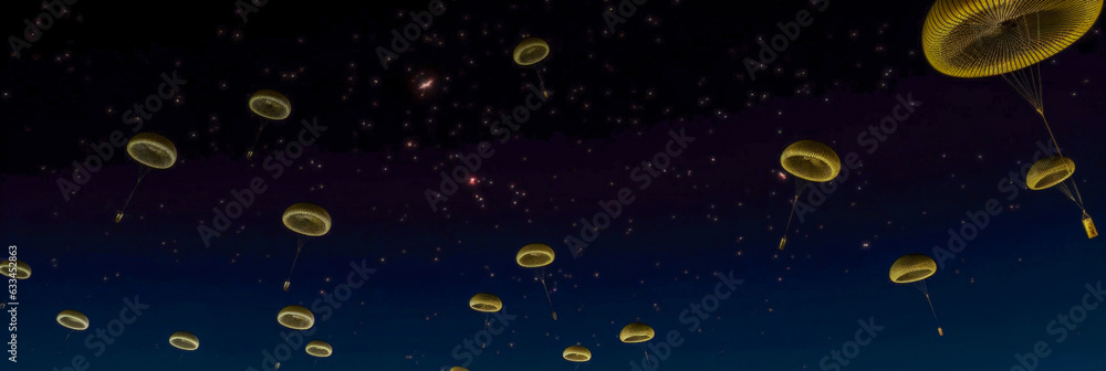 Naklejka premium Parachutes in the sky - Generative AI