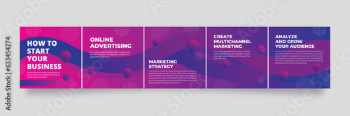 Instagram Carousel Post Business Templates, Microblog Carousel Template For Social Media Post.Instagram Posts Template, Editable Carousel Post For Business.