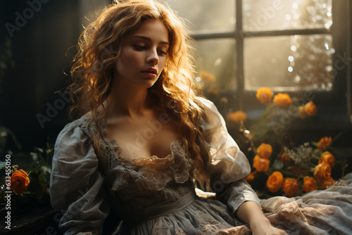 Beautiful woman portrait. Abstract concept photography gracefully capturing the essence of female creativity beauty and grace. Ai generated