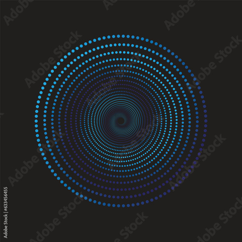 Dotted Spiral Vortex Vector Illustration Flat Design