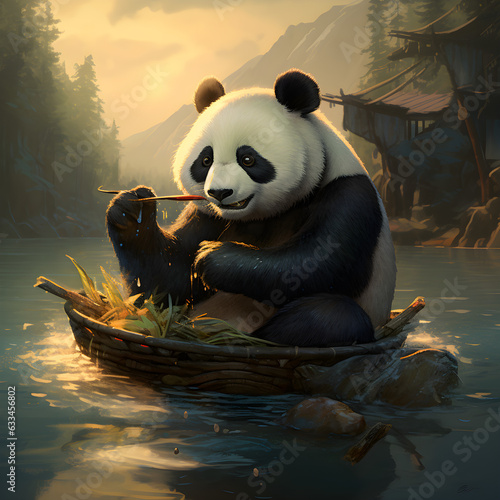giant panda eatting bamboo
