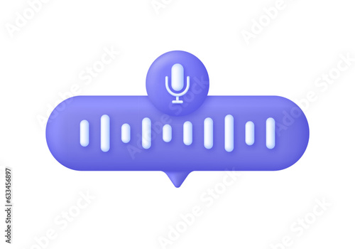 3D Voice messaging illustration. Online chat technology, communication in instant messengers and social media.
