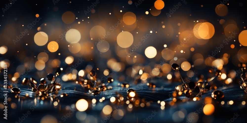 Black background with blurred effect, sparkling golden holiday design. Black background with blurred effect, sparkling golden holiday design.