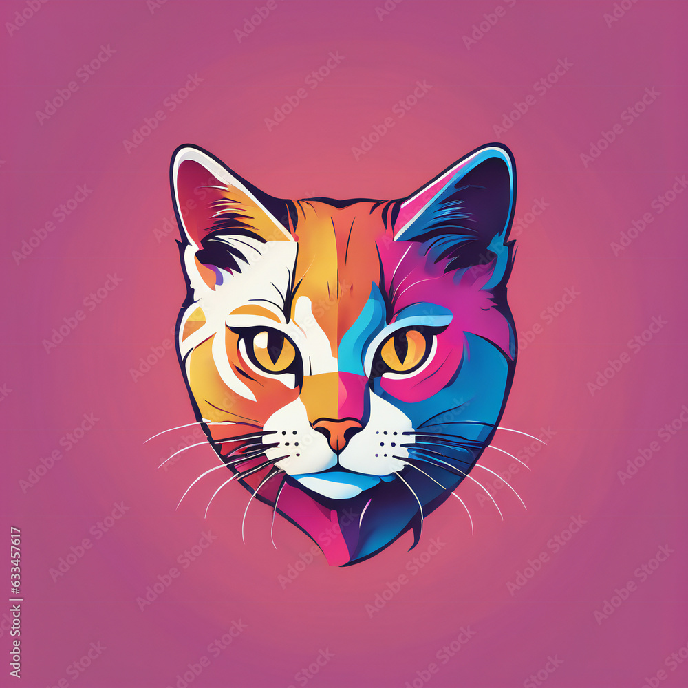 Fototapeta premium Cat illustration, detailed, vibrant colors