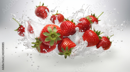 strawberry falling into water generativa IA