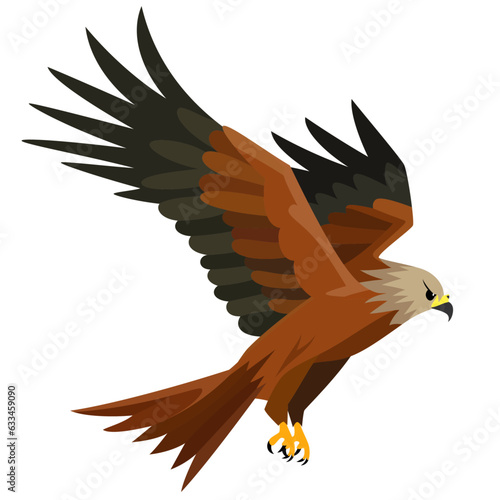 Red Kite Bird Rotmilan flat style vector illustration isolated on white background , flying Red Kite eagle stock vector image