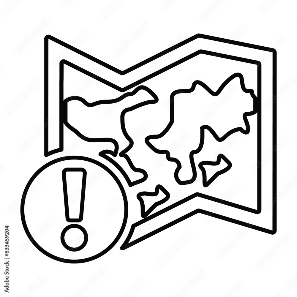 Obraz premium Map Alert Icon In Outline Style