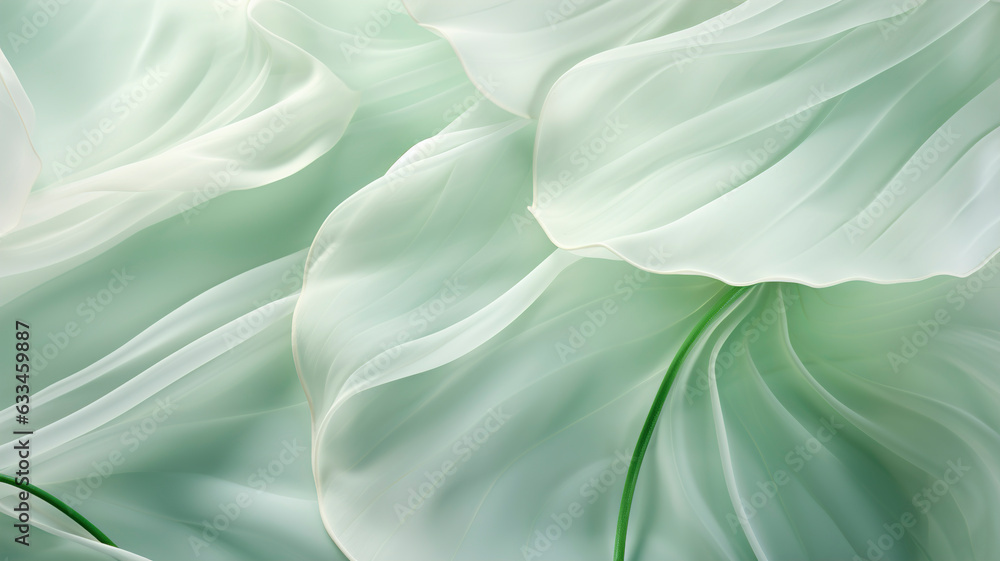 Obraz premium Abstract floral background, abstract flowers with large wavy petals, abstract flower art background, light green flower, light green flowers background, generative ai
