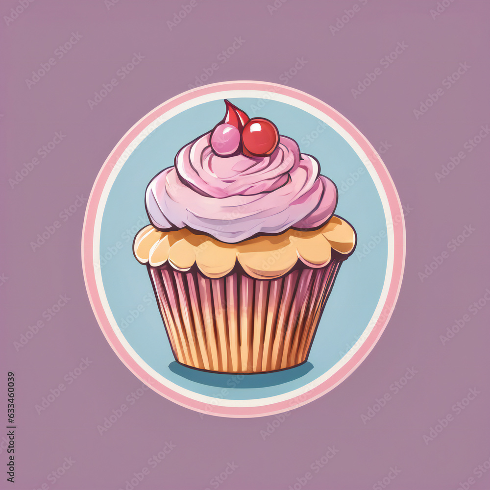 Cupcake illustration, detailed, pastel colors Cupcake illustration, detailed, pastel colors