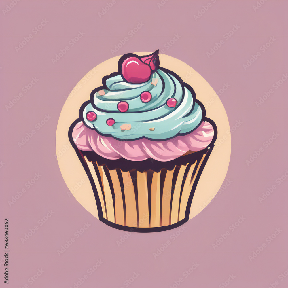 Cupcake illustration, detailed, pastel colors Cupcake illustration, detailed, pastel colors