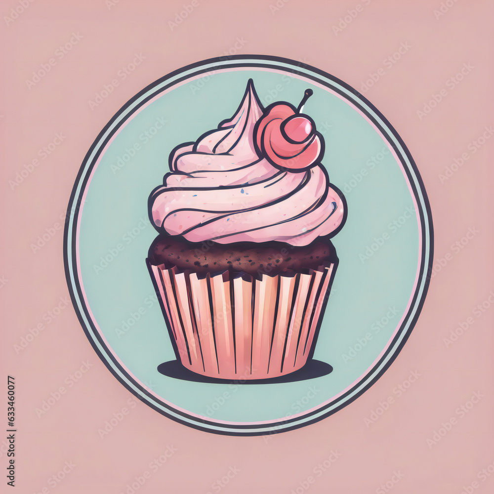 Cupcake illustration, detailed, pastel colors Cupcake illustration, detailed, pastel colors