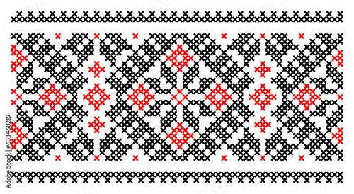 Vector illustration of Ukrainian ornament in ethnic style, identity, vyshyvanka, embroidery for print clothes, websites, banners