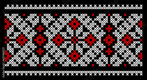 Vector illustration of Ukrainian ornament in ethnic style, identity, vyshyvanka, embroidery for print clothes, websites, banners