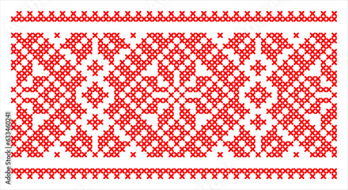 Vector illustration of Ukrainian ornament in ethnic style, identity, vyshyvanka, embroidery for print clothes, websites, banners