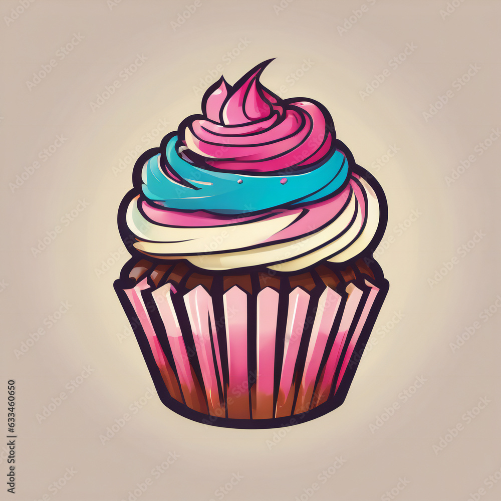 Cupcake illustration, detailed, vibrant colors Cupcake illustration, detailed, vibrant colors