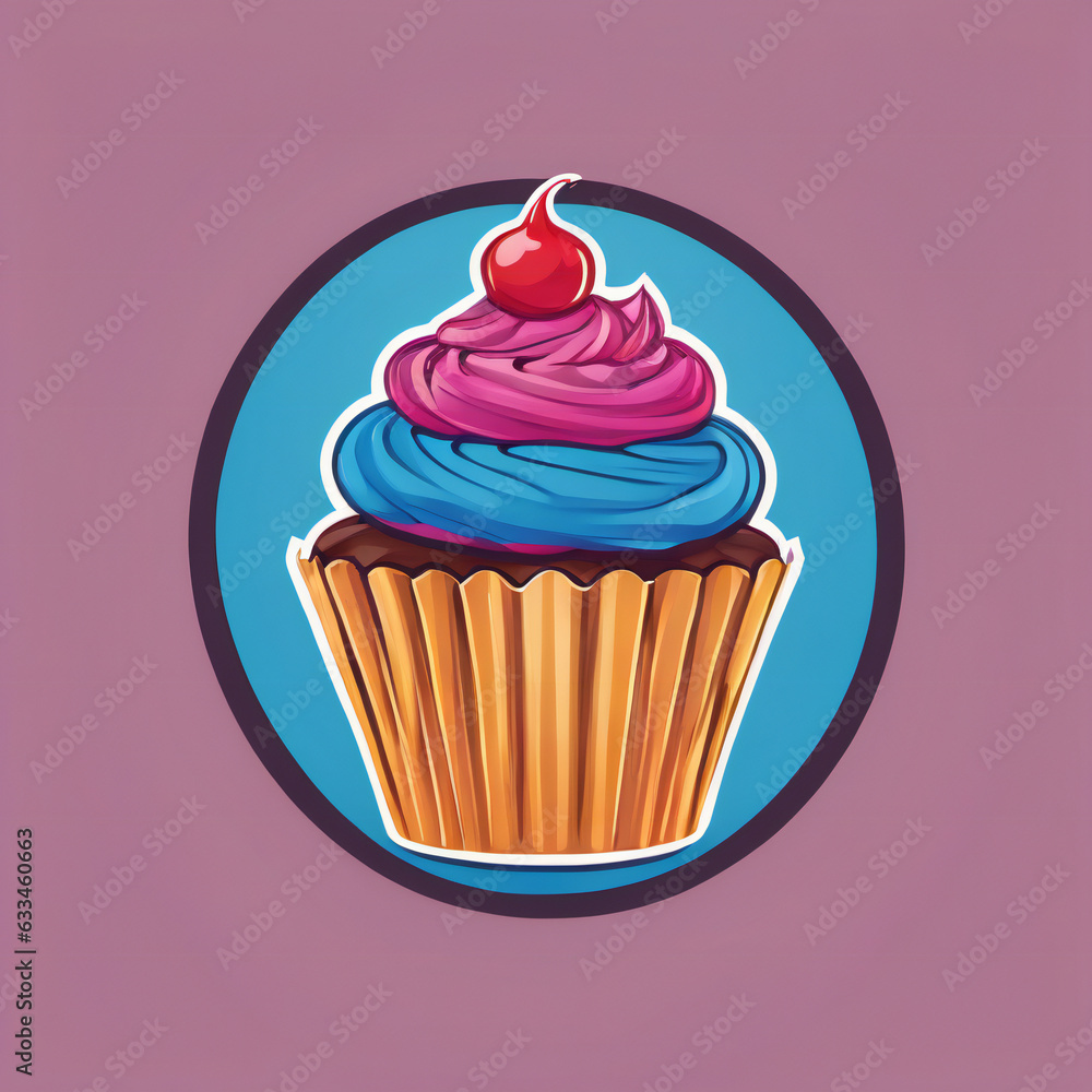 Cupcake illustration, detailed, vibrant colors Cupcake illustration, detailed, vibrant colors