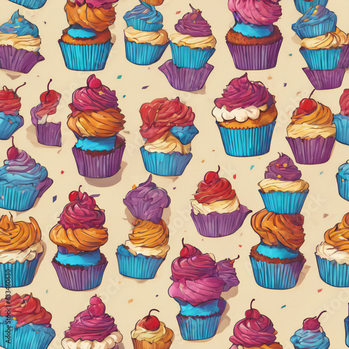 Cupcake illustration, detailed, vibrant colors