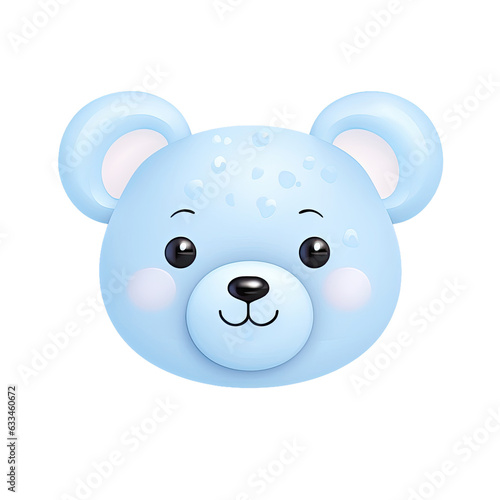 Blue teddy bear head on transparent background for printing on clothes and decor Mother s day card