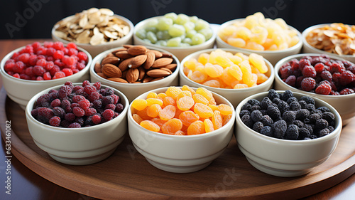 dried fruits and nuts on table