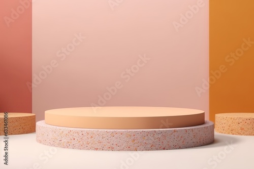 Empty beige natural podium mockup for showcasing products