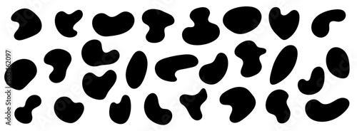 Organic amoeba in the form of a drop. Set of graphic elements of irregular round shape. Drops doodles. Contemporary banner.