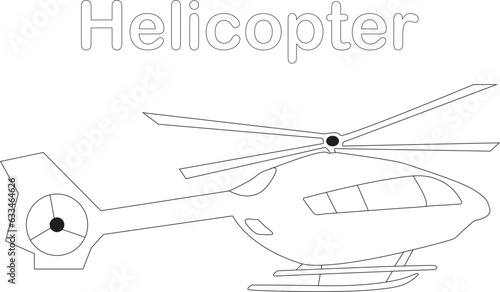 Fotografie, Tablou Helicopter coloring page 
 helicopter drawing line art vector illustration