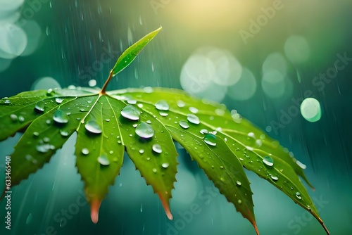green leaves with water drops