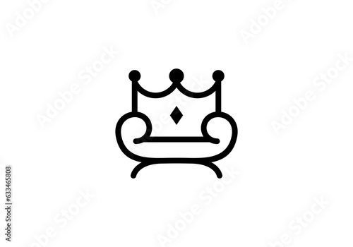 crown chair illustration logo