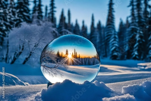 snow globe in the snow
