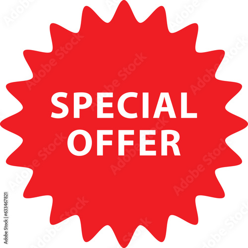 Red starburst special offer promotional badge, Special offer price tag, Special Offer icon, special offer stamp vector