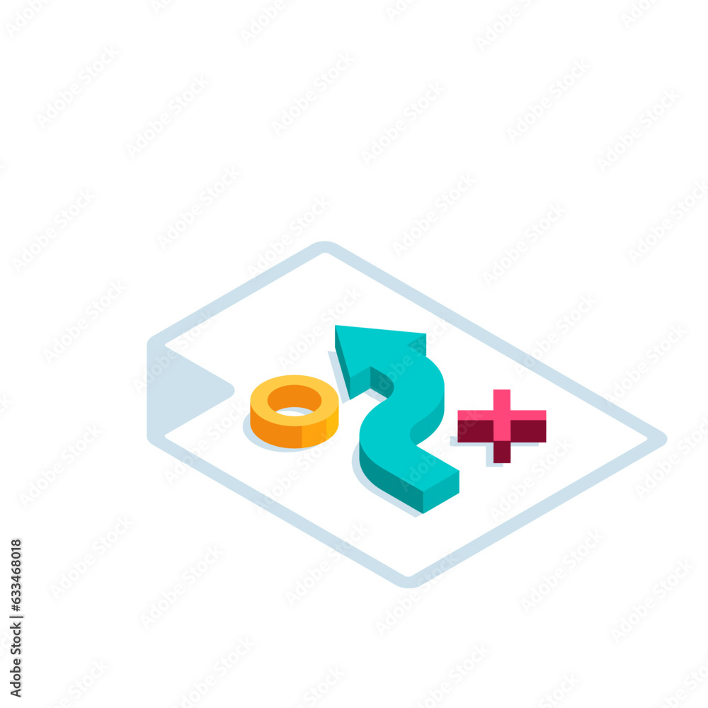 isometric icon of an arrow bypassing obstacles in color on a white background, success or business strategy isometric icon of an arrow bypassing obstacles in color on a white background, success or business strategy