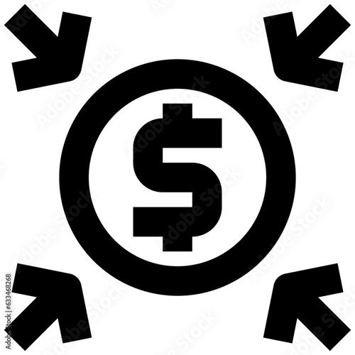 collecting money black outline icon